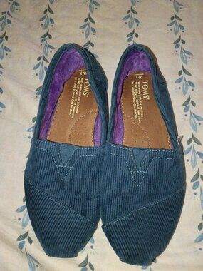 Toms Teal  Corduroy Alparagata Slip on ~W7~